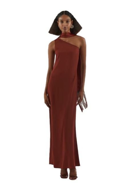 Brown one-shoulder scarf neckline Caroline dress Taller marmo  - women TALLER MARMO | TMPS2505707